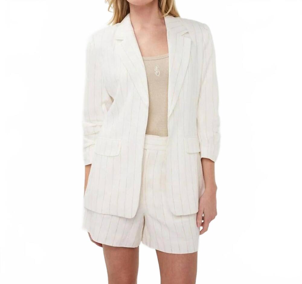 NEW ESQUALO striped linen blazer in white